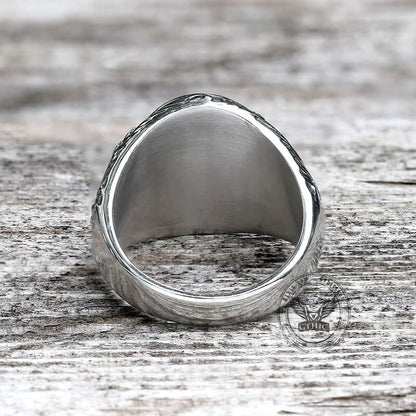 Wave Pattern Budded Cross Stainless Steel Ring