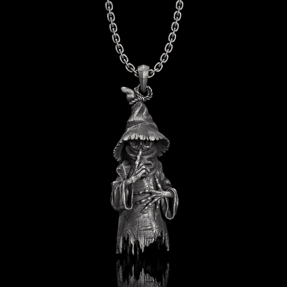 Wicked Wizard Sterling Silver Skull Pendant