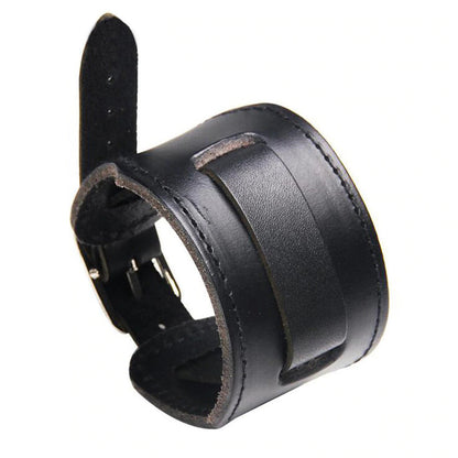 Wide Genuine Leather Bracelets & Bangles / Rock Style Wristband / Biker Jewelry