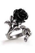 Wild Black Rose Ring in Pewter With Acrylic Flower Detail