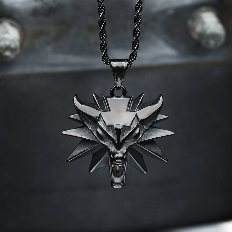Wild Hunt Wolf Head Stainless Steel Pendant