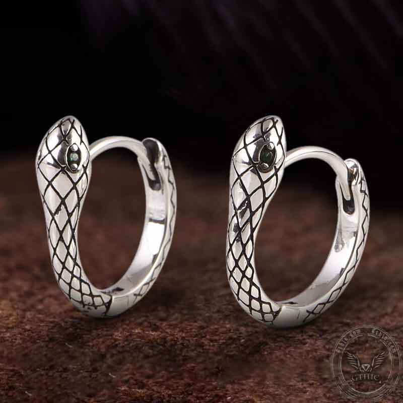 Wild Snake Sterling Silver Hoop Earrings
