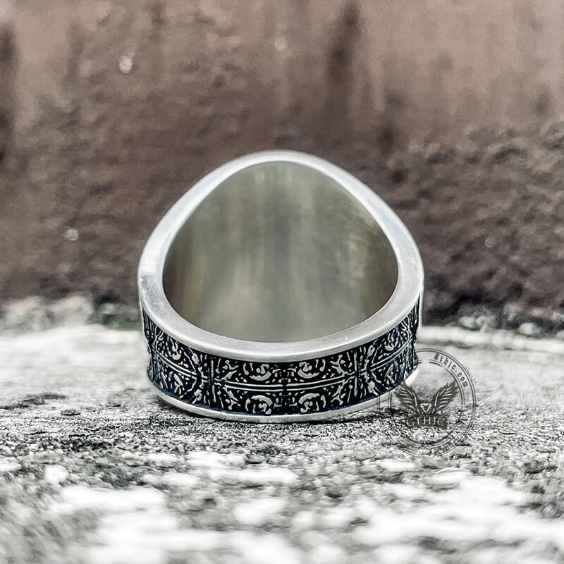 Winged Skull Sterling Silver Ruby Biker Ring