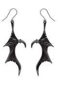 Wings of Midnight Dragon Earrings With Pewter Wings