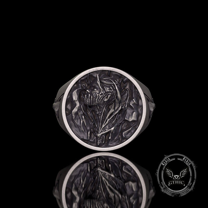 Witch Demon Lightning Skull Sterling Silver Ring