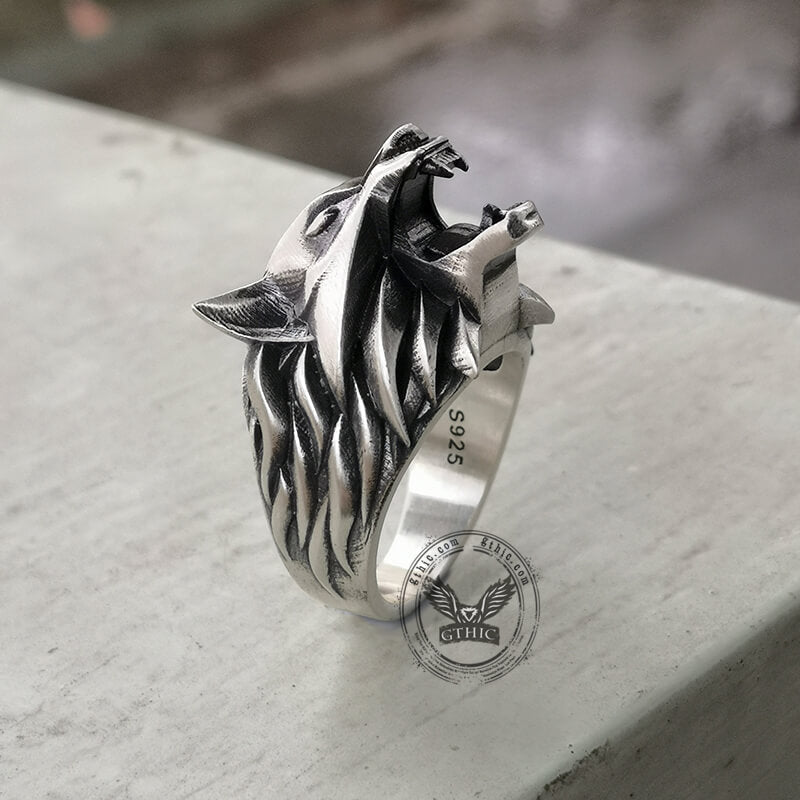 Witcher Wolf Head Sterling Silver Animal Ring