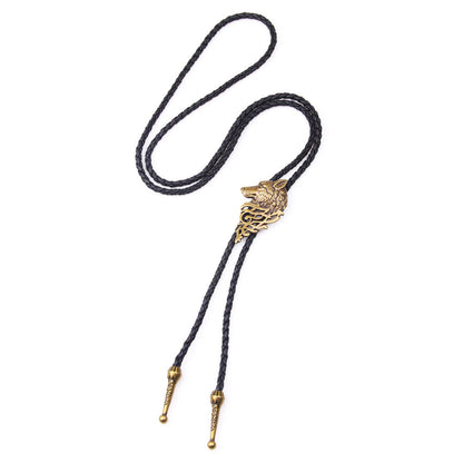 Wolf Head Choker Necklace Pendant / Woven Rope Statement in Alternative