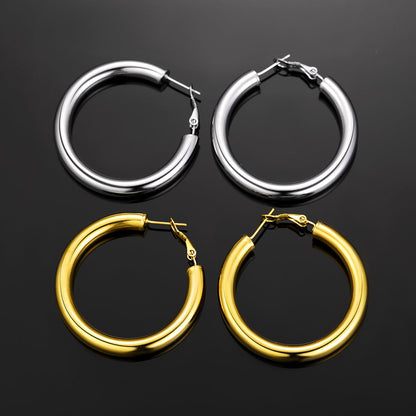 Chunky 5mm Hoop Earrings With Lobster Clasp for