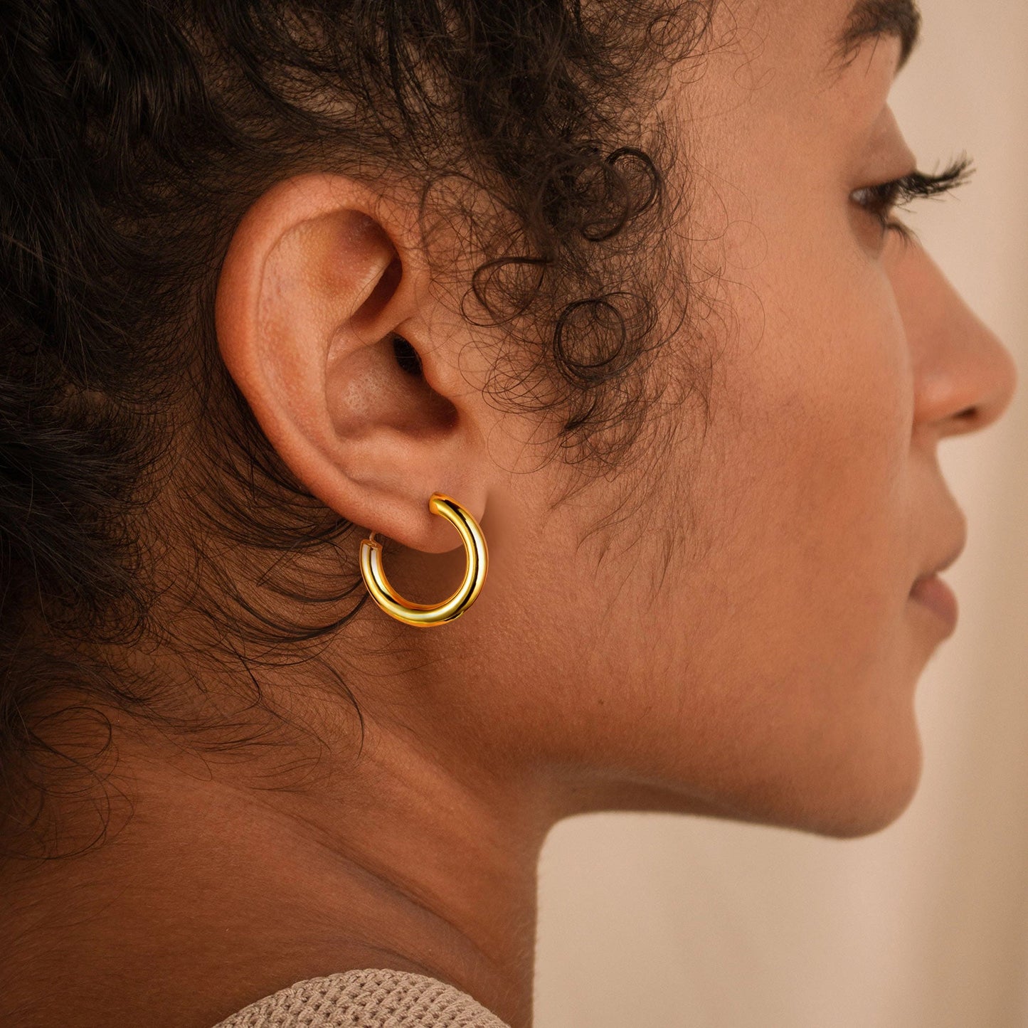 Chunky 5mm Hoop Earrings With Lobster Clasp for
