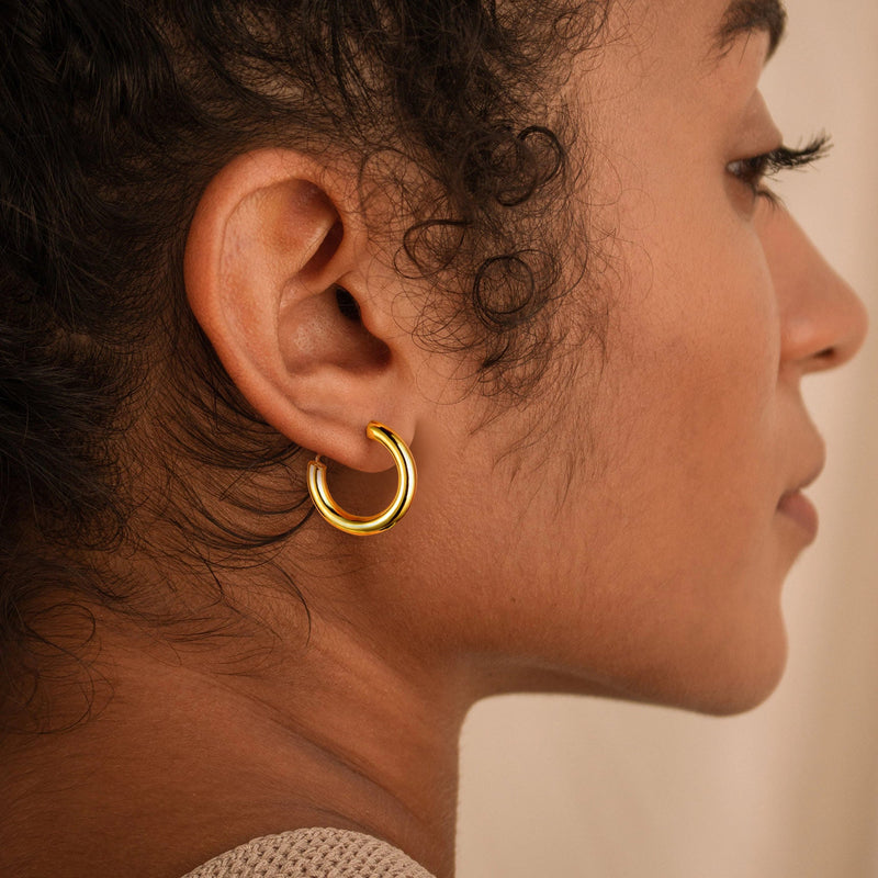 Chunky 5mm Hoop Earrings With Lobster Clasp for