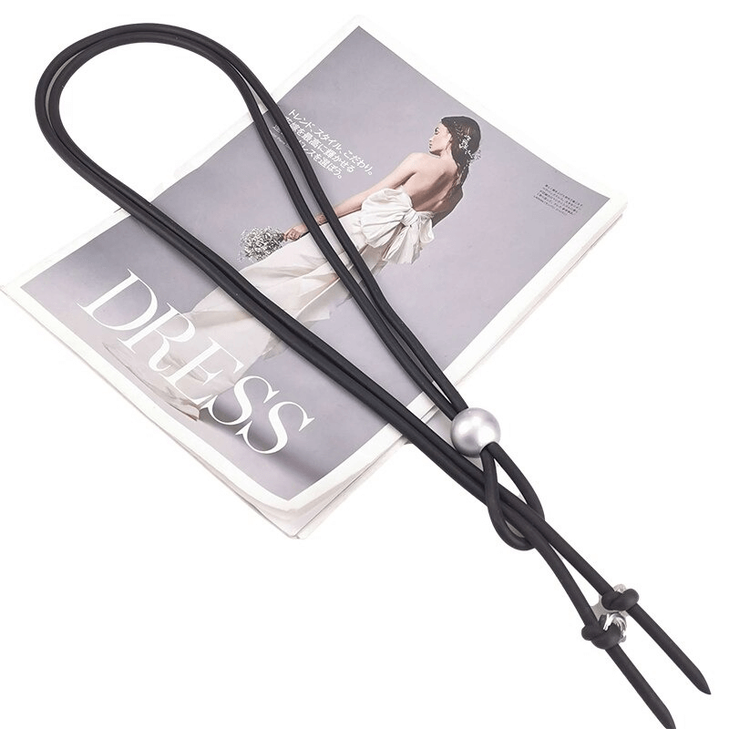 Long Necklace With Pearl and Screws / Punk Style Adjustable Rubber Accessories