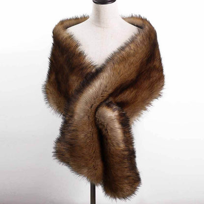 Faux Fur Evening Dress Plush Long Shawl