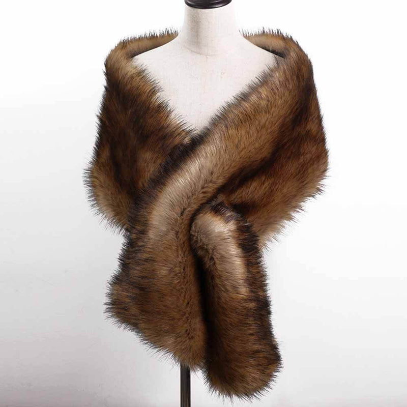 Faux Fur Evening Dress Plush Long Shawl