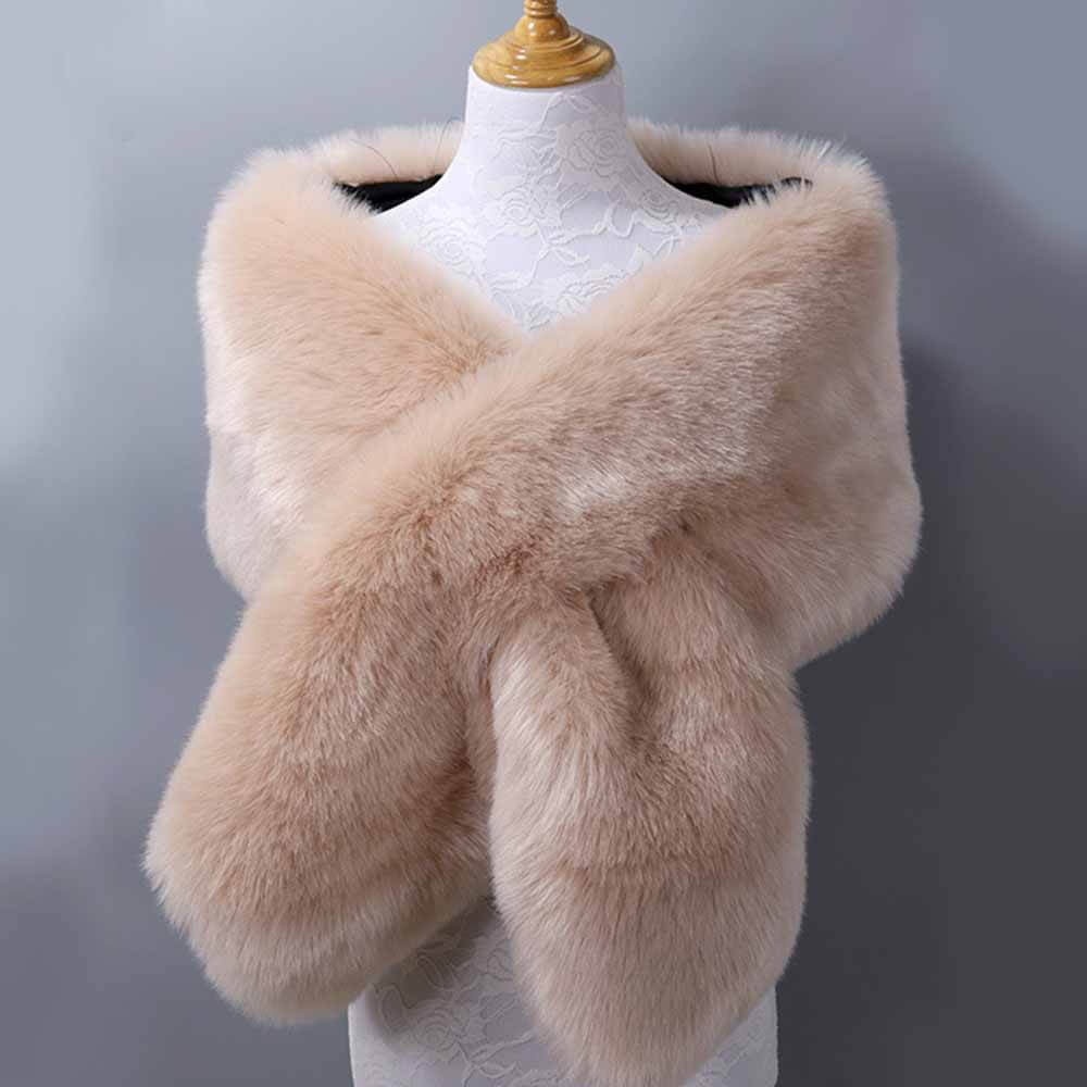 Faux Fur Evening Dress Plush Long Shawl