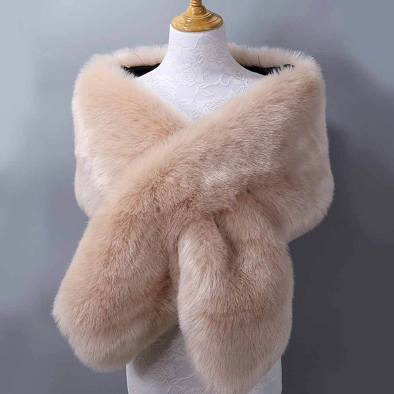 Faux Fur Evening Dress Plush Long Shawl