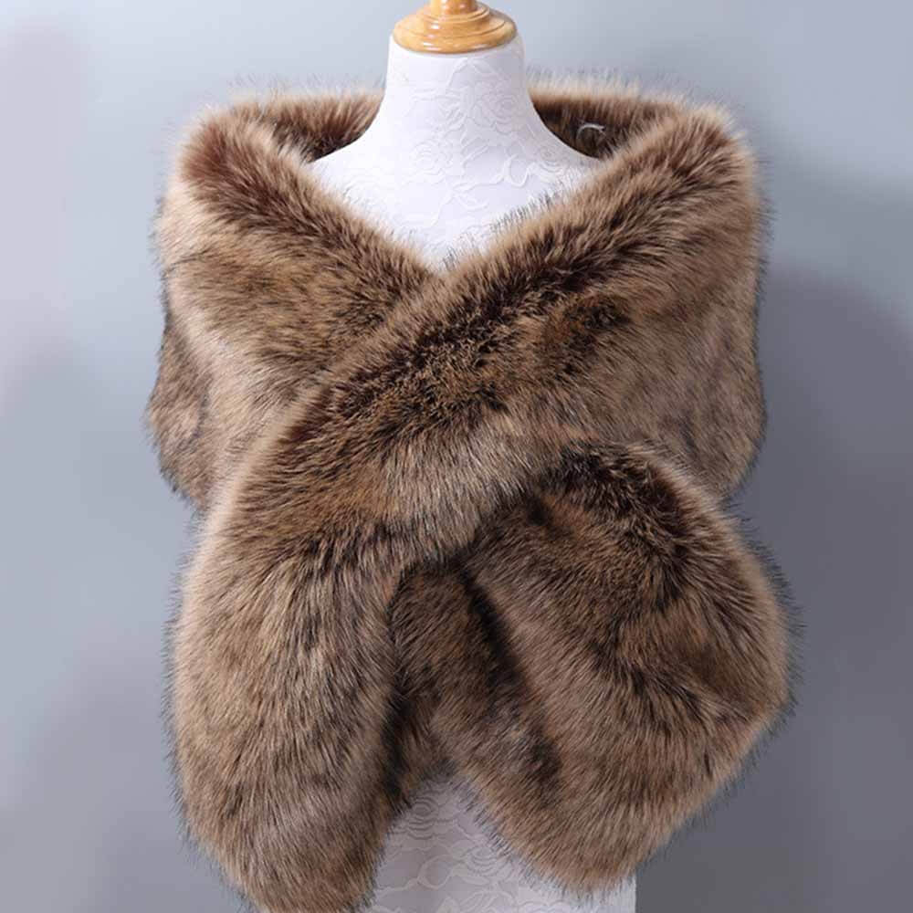 Faux Fur Evening Dress Plush Long Shawl