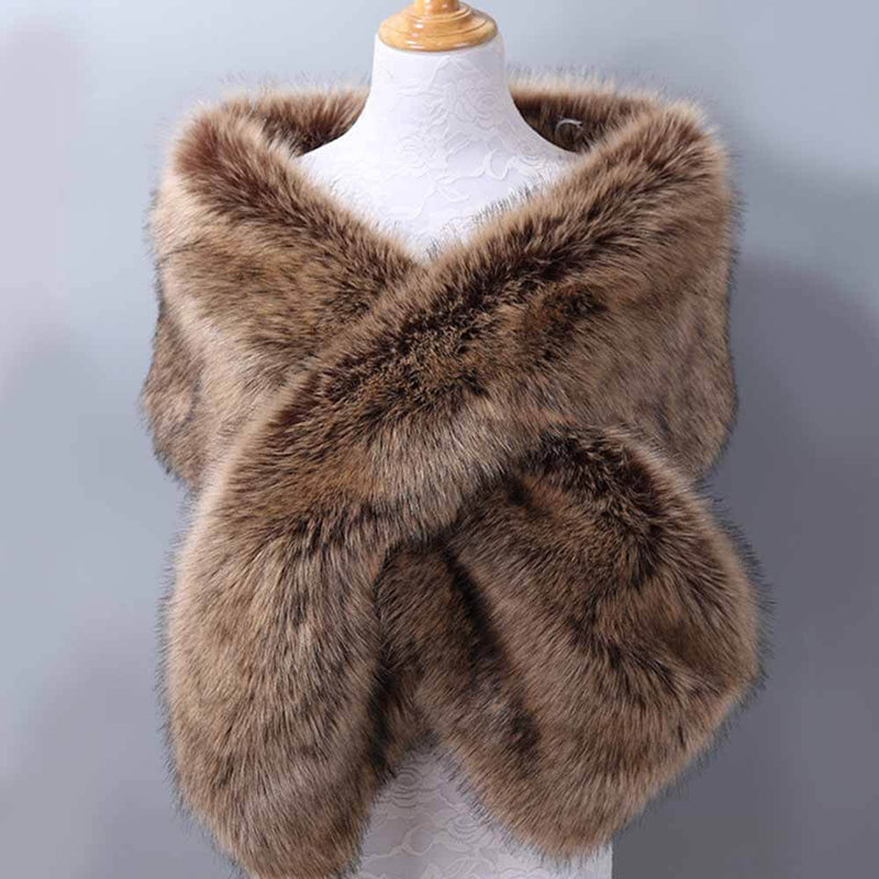 Faux Fur Evening Dress Plush Long Shawl