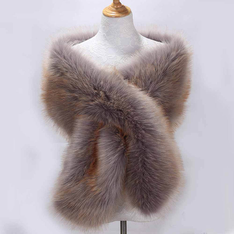 Faux Fur Evening Dress Plush Long Shawl