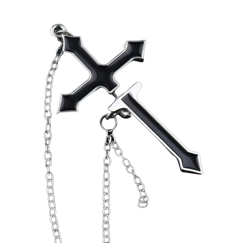 Gothic Earring / Black Cross Jewelry / Zinc Alloy Earring