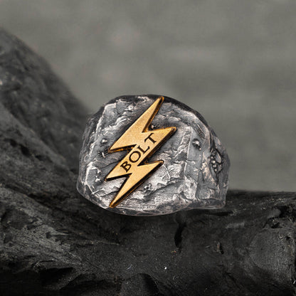 Wrath of Zeus Lightning Bolt Sterling Silver Ring