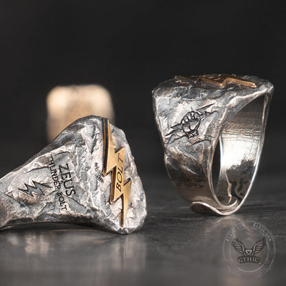 Wrath of Zeus Lightning Bolt Sterling Silver Ring