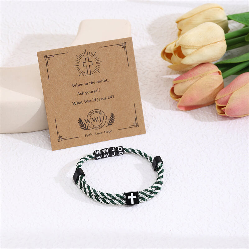 Wwjd Letter Cross Adjustable Nylon Bracelet