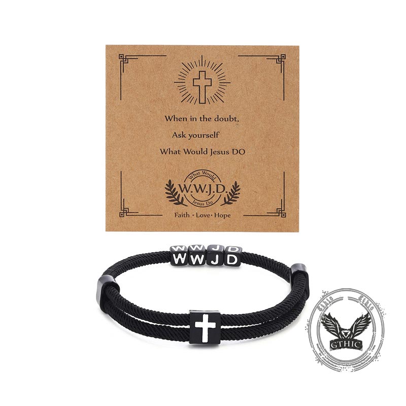 Wwjd Letter Cross Adjustable Nylon Bracelet