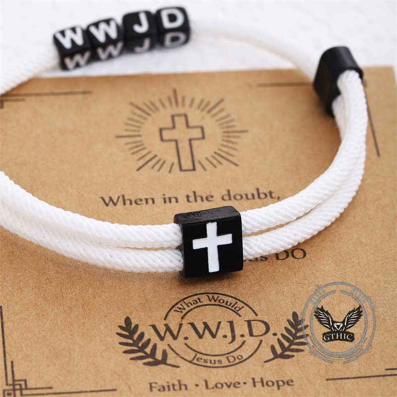Wwjd Letter Cross Adjustable Nylon Bracelet
