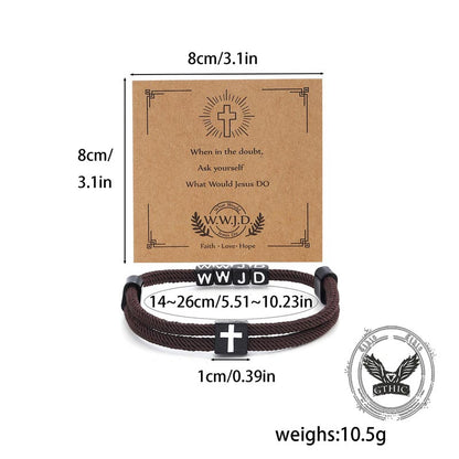 Wwjd Letter Cross Adjustable Nylon Bracelet