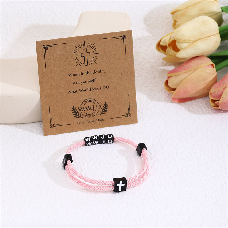Wwjd Letter Cross Adjustable Nylon Bracelet