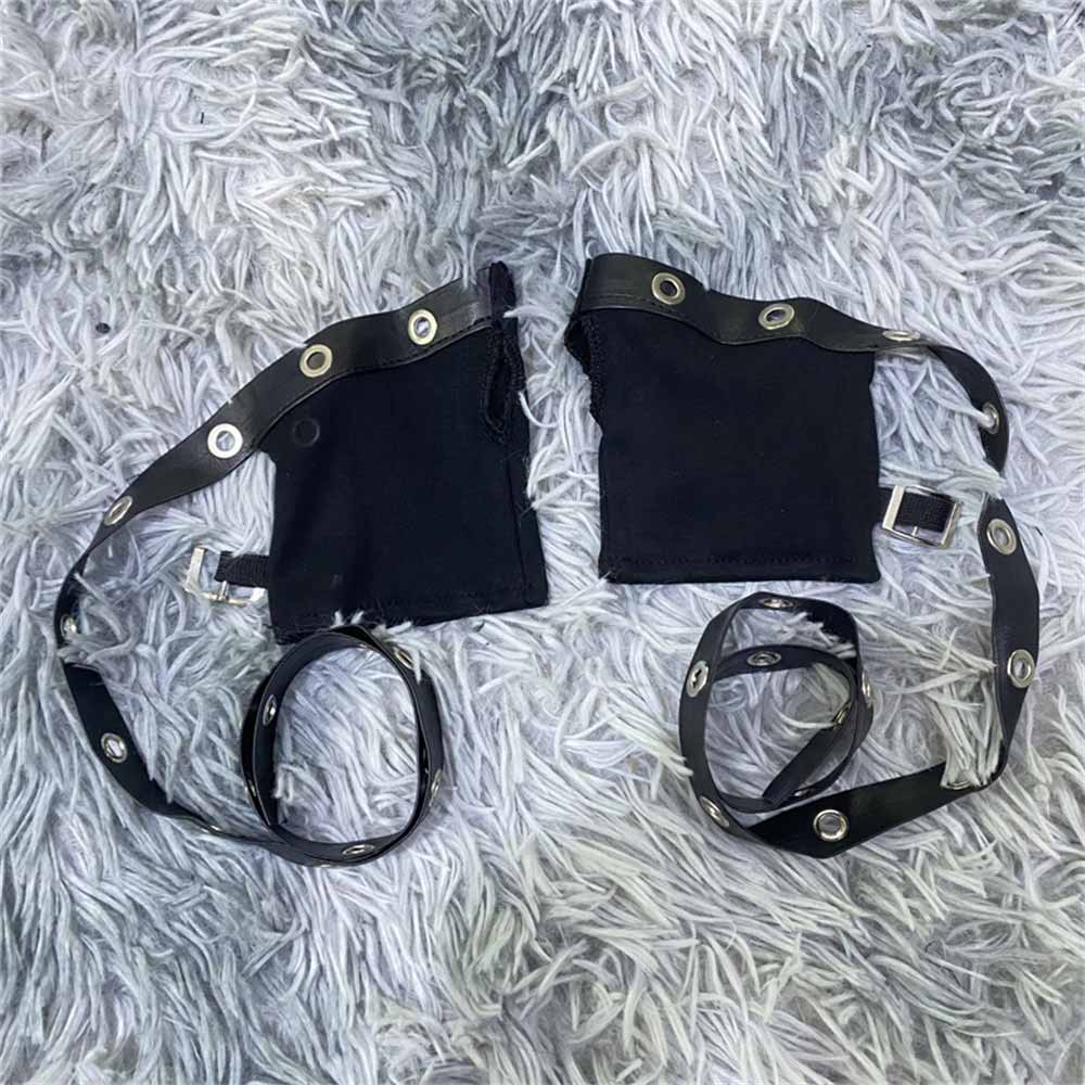 Y2k Gothic Pu Strap Half-finger Sleeve Gloves