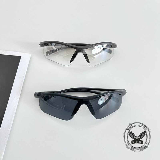 Y2k Half-frame Uv-proof Outdoor Punk Pc Sunglasses