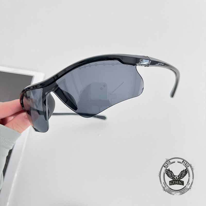 Y2k Half-frame Uv-proof Outdoor Punk Pc Sunglasses