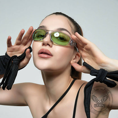 Y2k Millennial Color Uv-proof Square Frame Pc Sunglasses