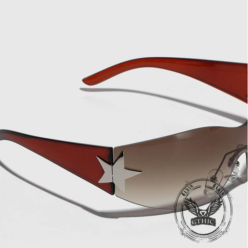 Y2k One-piece Frameless Star Cycling Pc Sunglasses