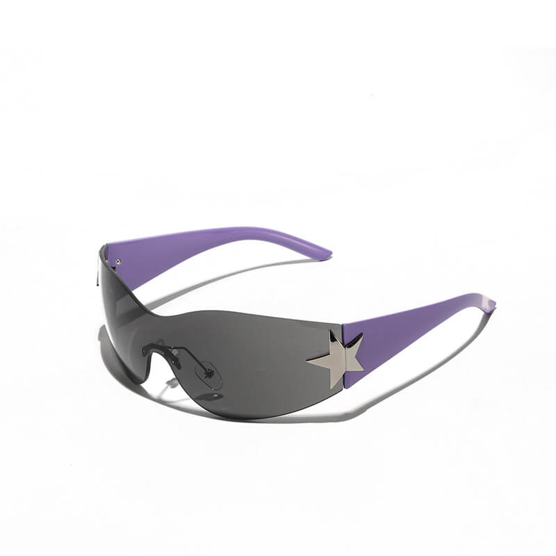 Y2k One-piece Frameless Star Cycling Pc Sunglasses