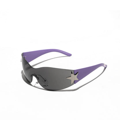 Y2k One-piece Frameless Star Cycling Pc Sunglasses