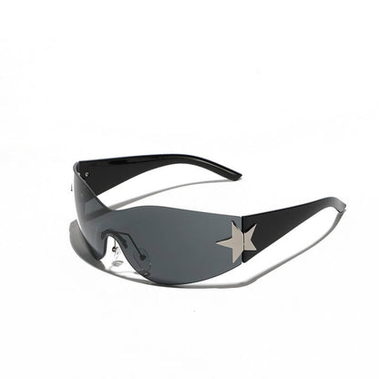 Y2k One-piece Frameless Star Cycling Pc Sunglasses