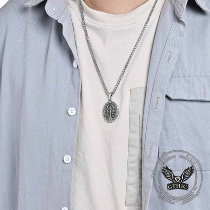 Yggdrasil Great Wall Pattern Stainless Steel Pendant