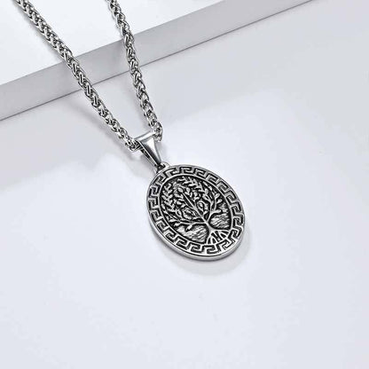 Yggdrasil Great Wall Pattern Stainless Steel Pendant