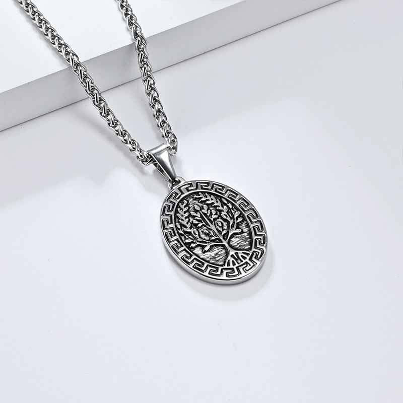 Yggdrasil Great Wall Pattern Stainless Steel Pendant