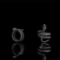 Zircon-set Coiled Snake Sterling Silver Ring