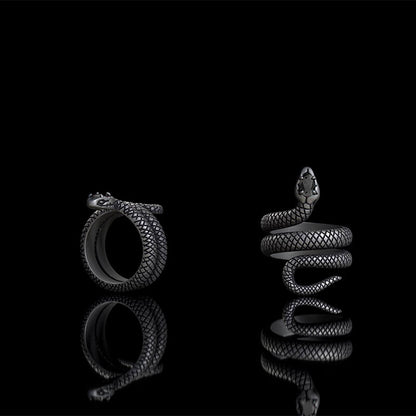 Zircon-set Coiled Snake Sterling Silver Ring