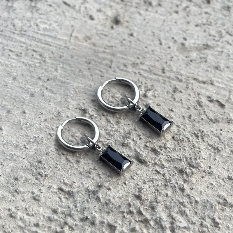 Zircon Cross Stainless Steel Drop Earrings